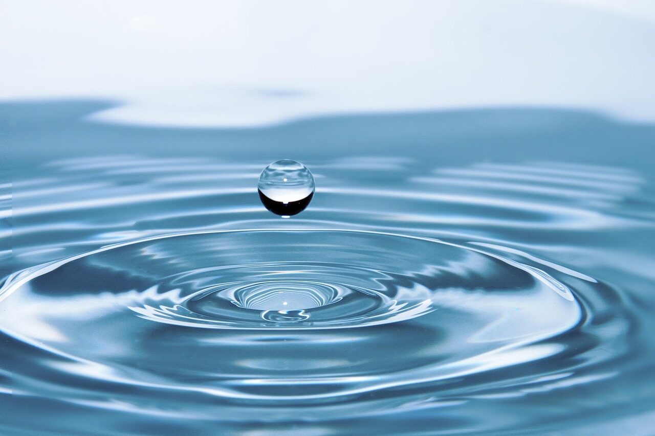 drop of water, drop, impact, ripples, nature, water, surface tension, surface, water surface, droplet